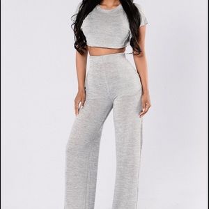 Fashion Nova crop top and high waisted pant set